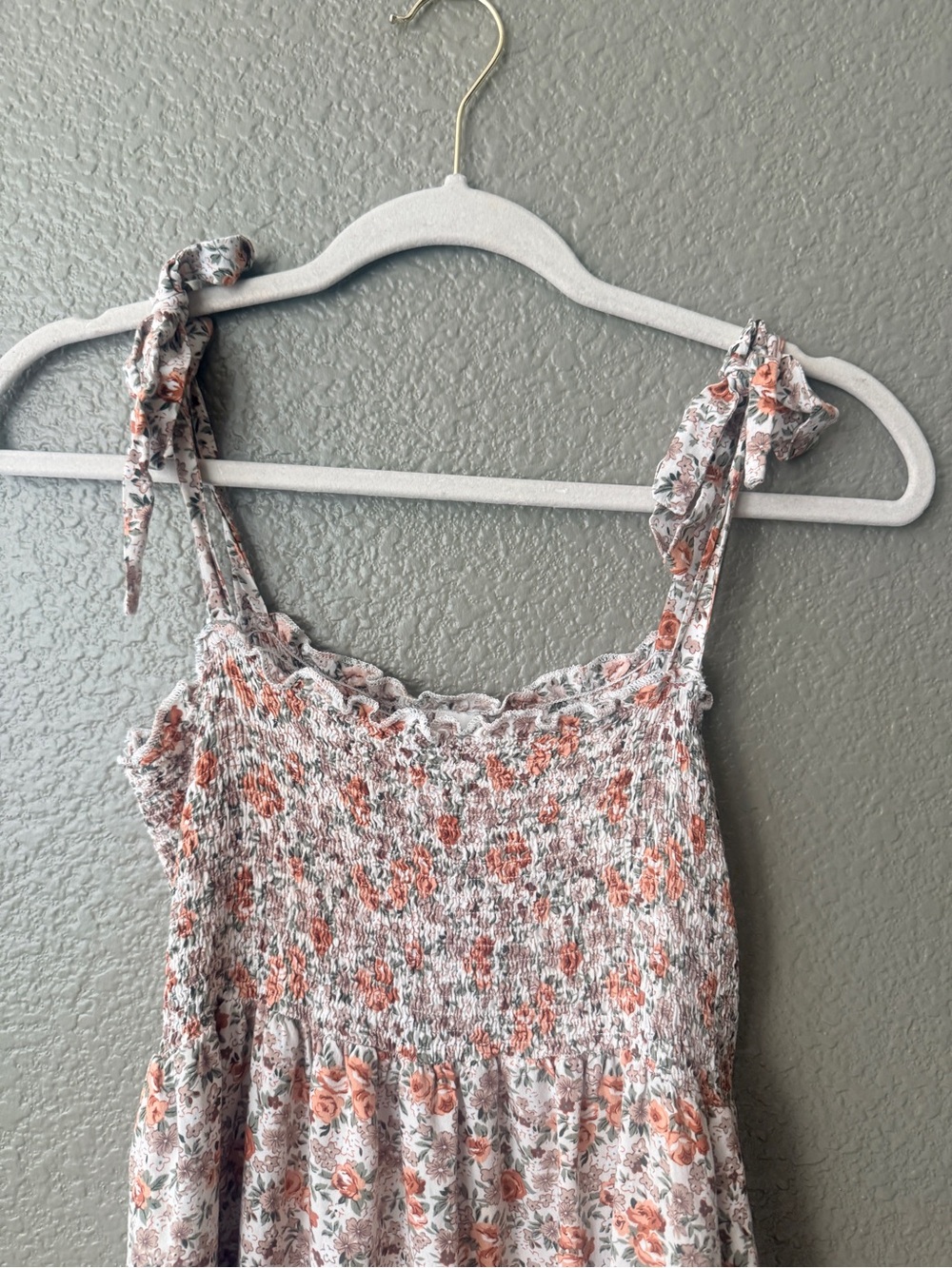 Blu Pepper Floral Smocked Maxi Dress in Peach and Cream - Picture 2 of 3